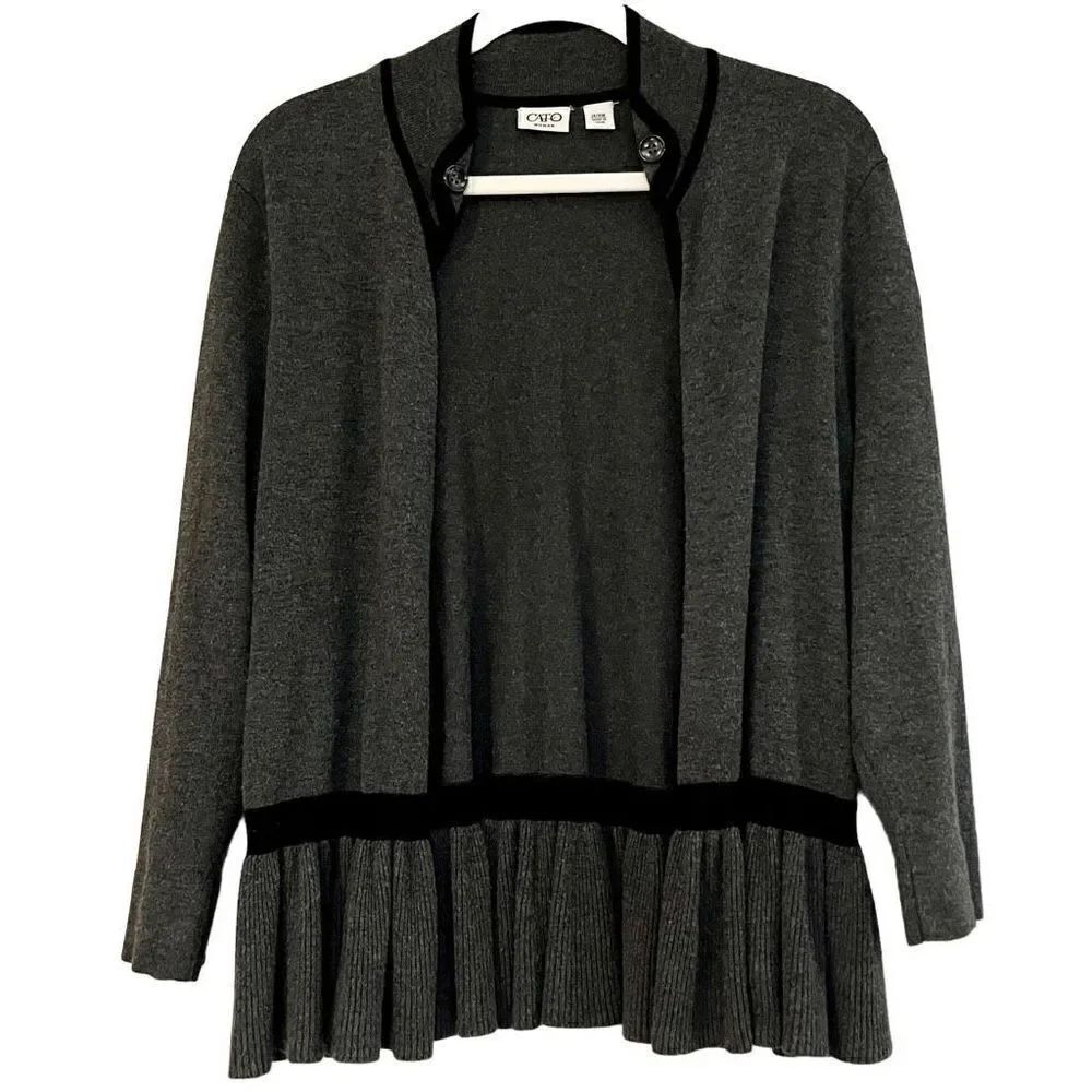 Cato Women Gray Cardigan Black Outline 14/16W